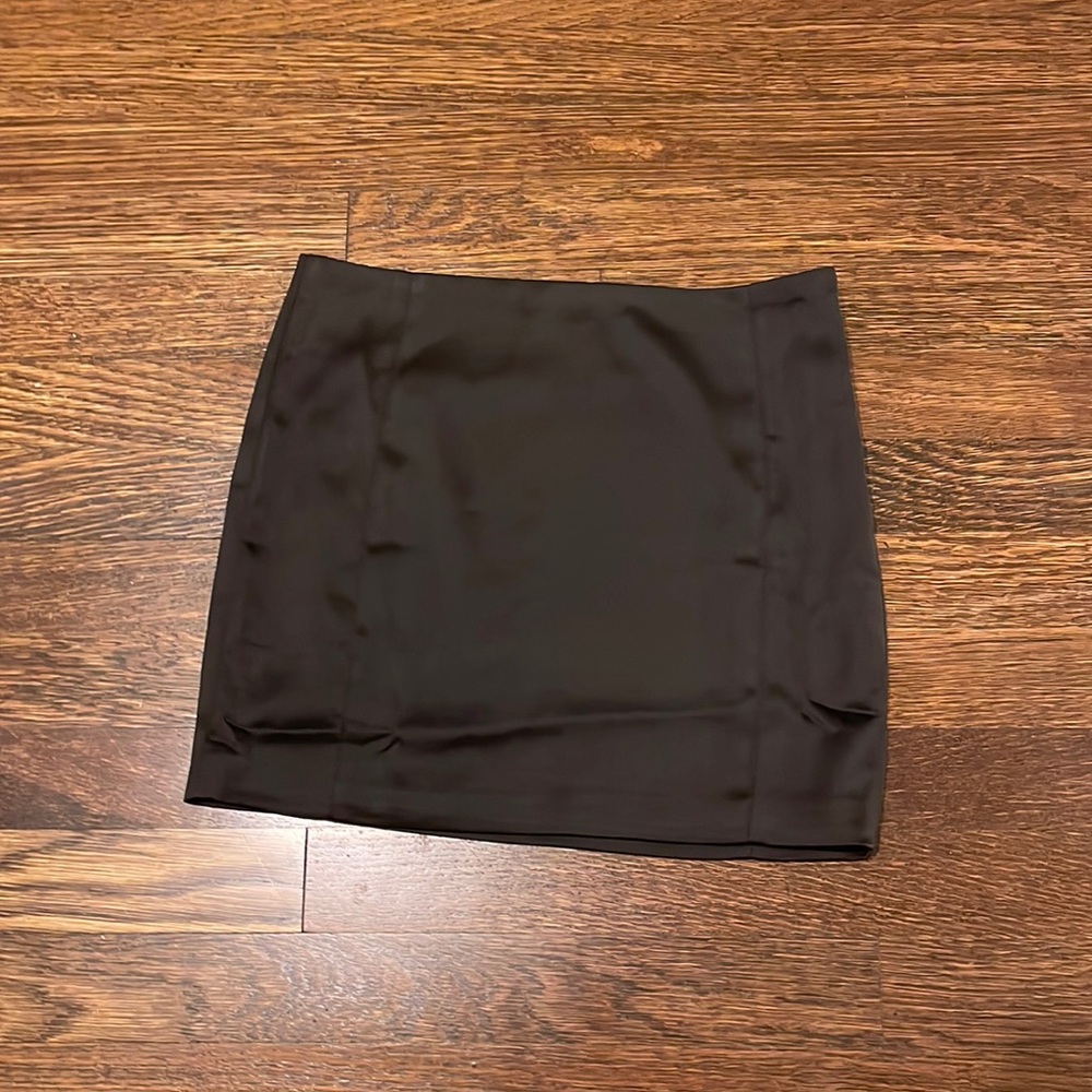Satin black meshki mini skirt
